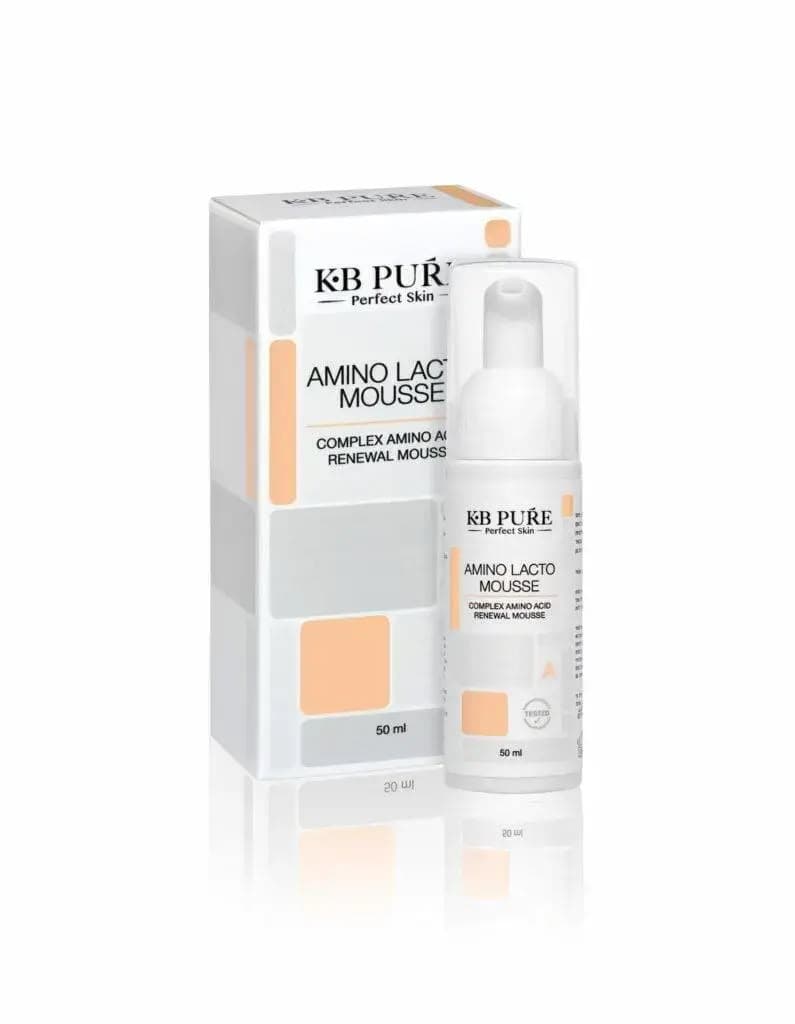 אריזה ובקבוק של AMINO LACTO MOUSSE מבית KB Pure
