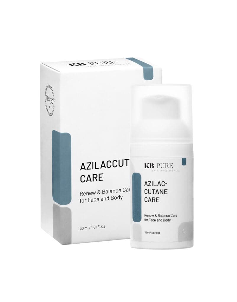 אריזה וצנצנת של AZILACCUTANE CARE מבית KB Pure