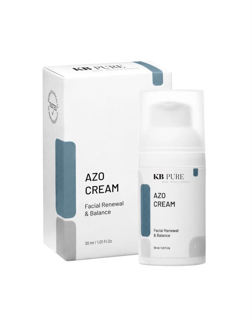 אריזה וצנצנת של AZO CREAM מבית KB Pure
