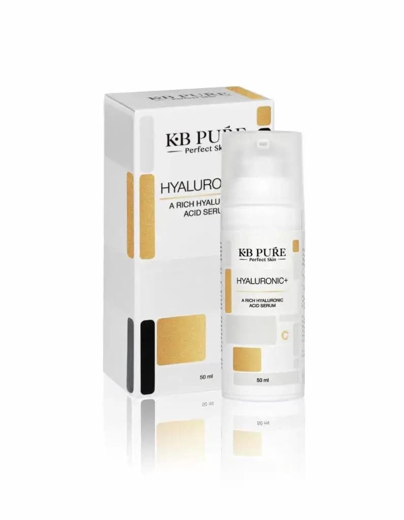 אריזה ובקבוק של HYALURONIC+ מבית KB Pure