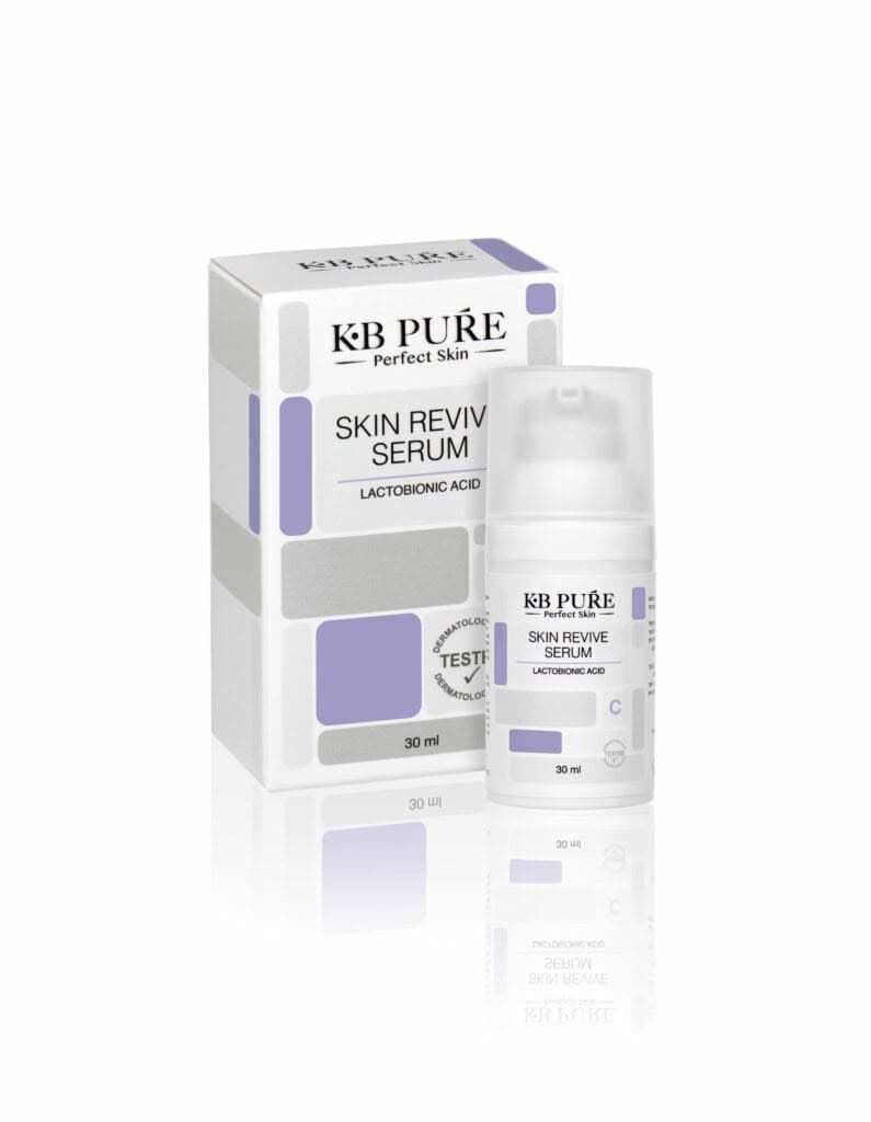אריזה ובקבוק של SKIN REVIVE SERUM מבית KB Pure